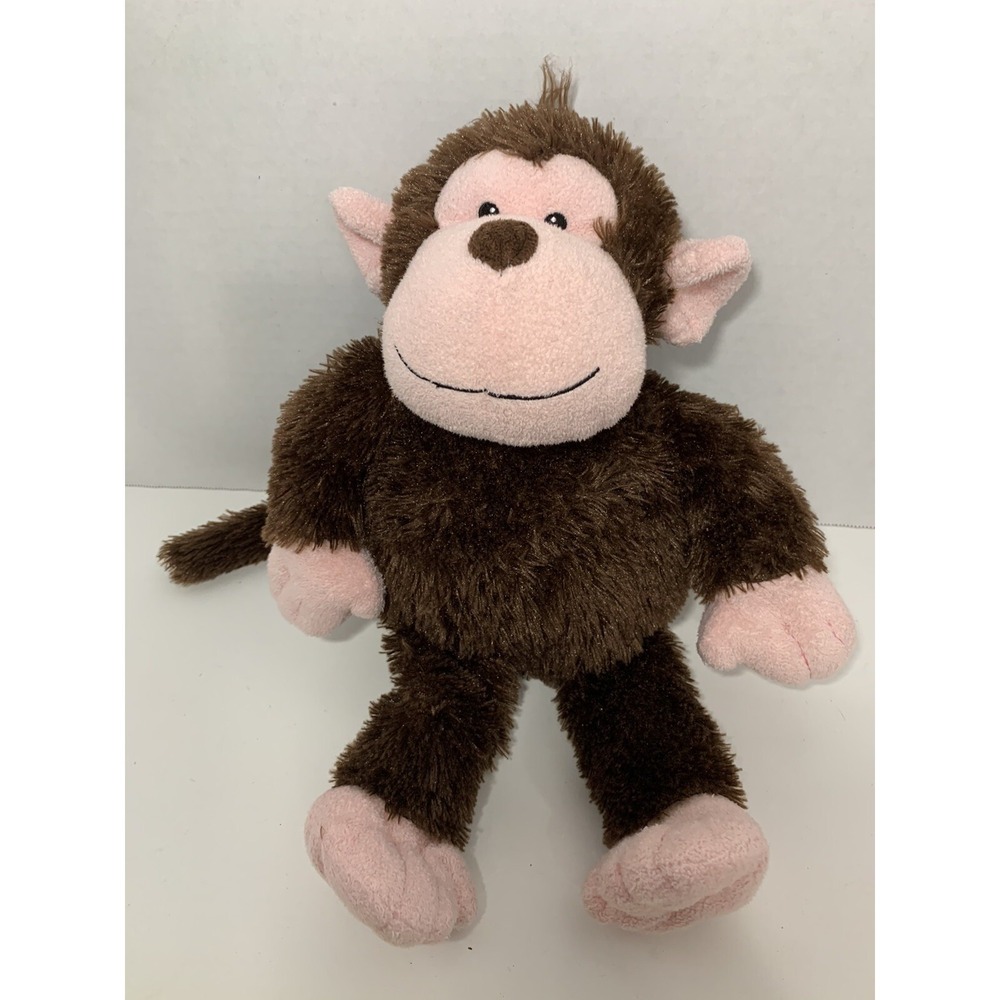 Justice Stores plush monkey brown soft toy smiling sitting 14" chimp ape
